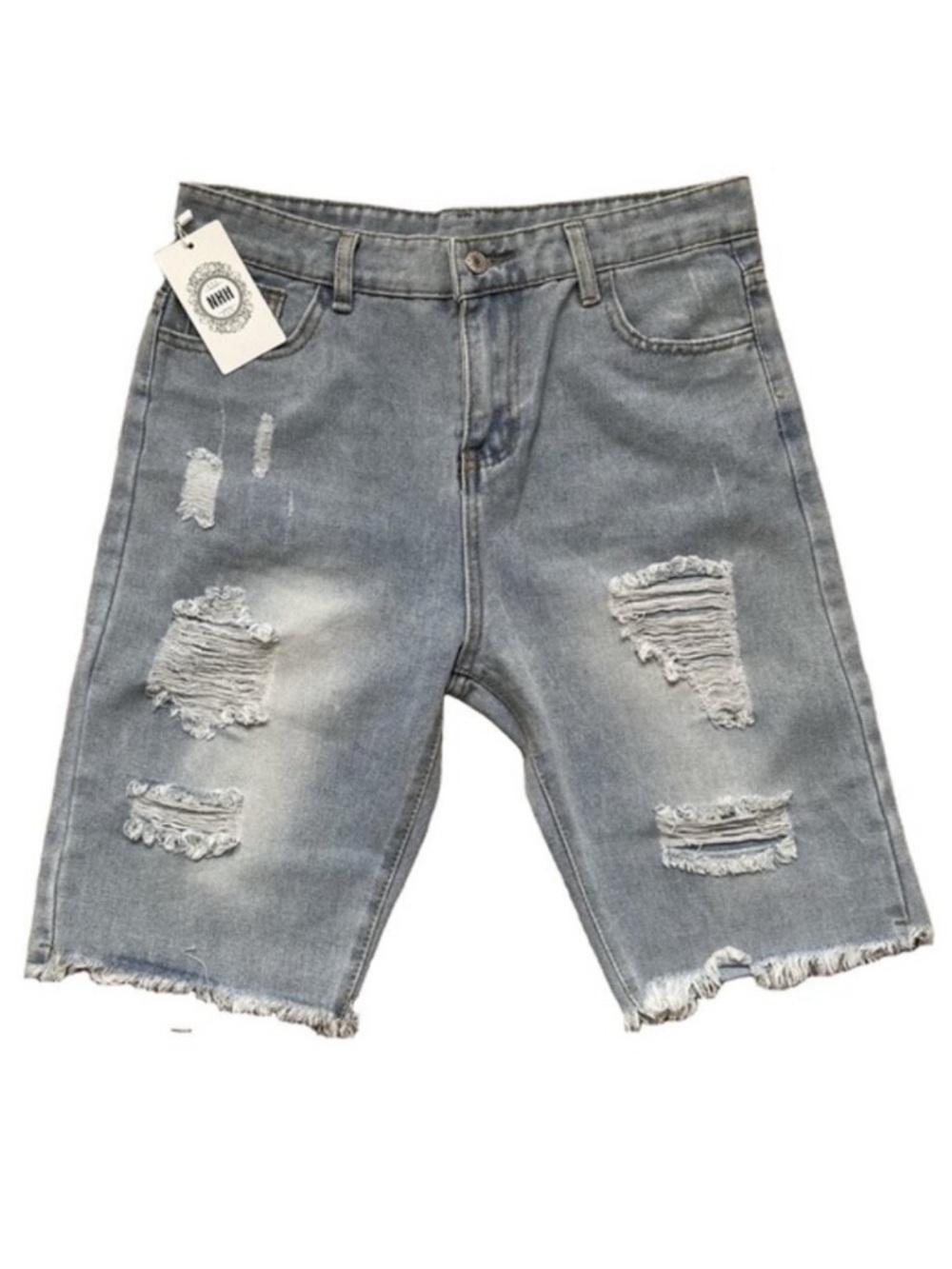 NWT Distressed Denim Jorts High Rise Casual Bermuda Shorts Raw Hem Summer - XL